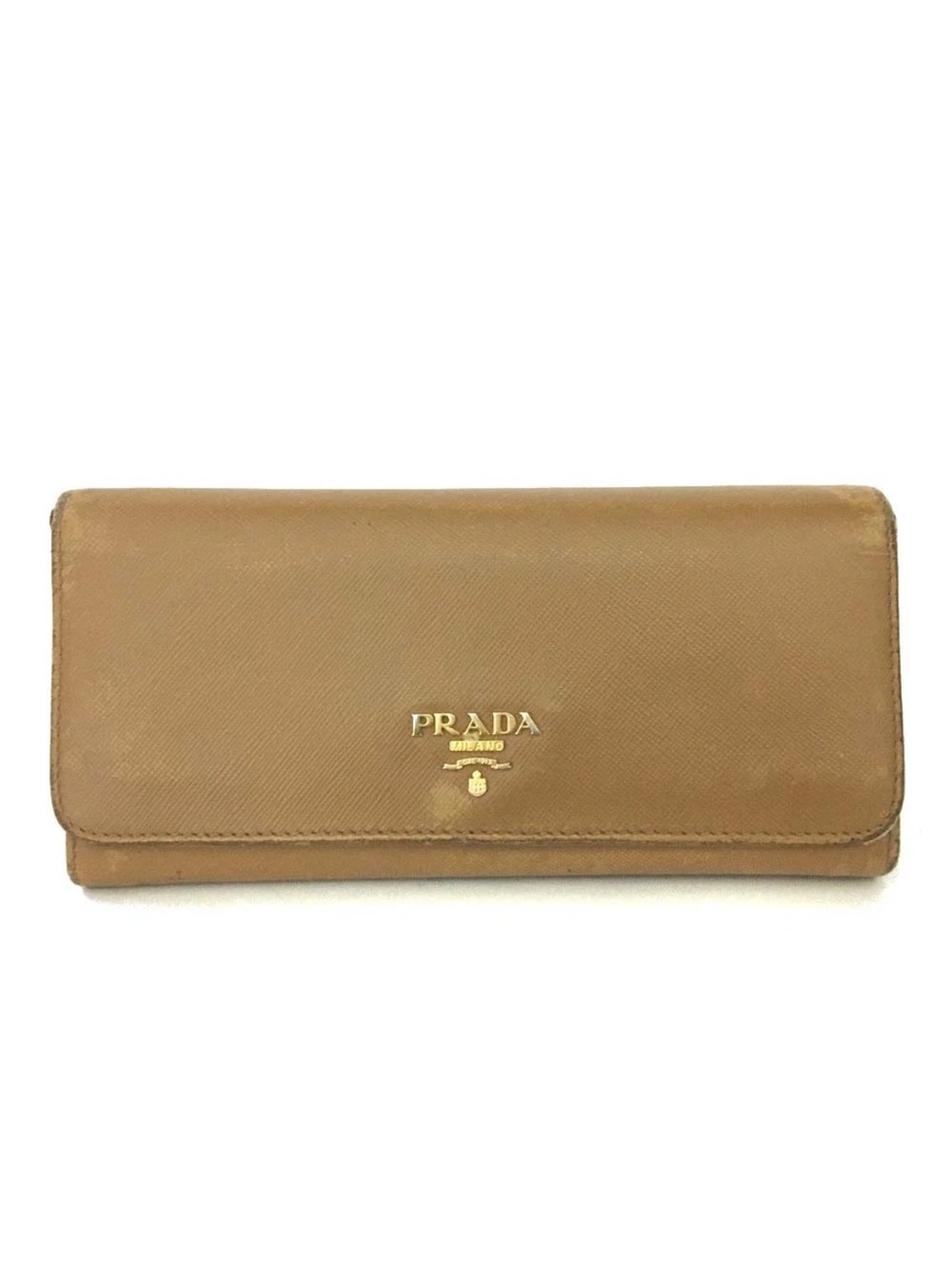 PRADA Brown Saffiano Leather Continental Wallet👝